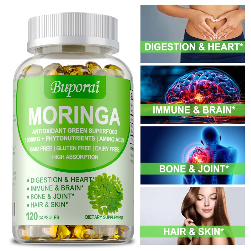 Moringa Leaf Powder - Moringa Capsules - Boosts Metabolism, Supports