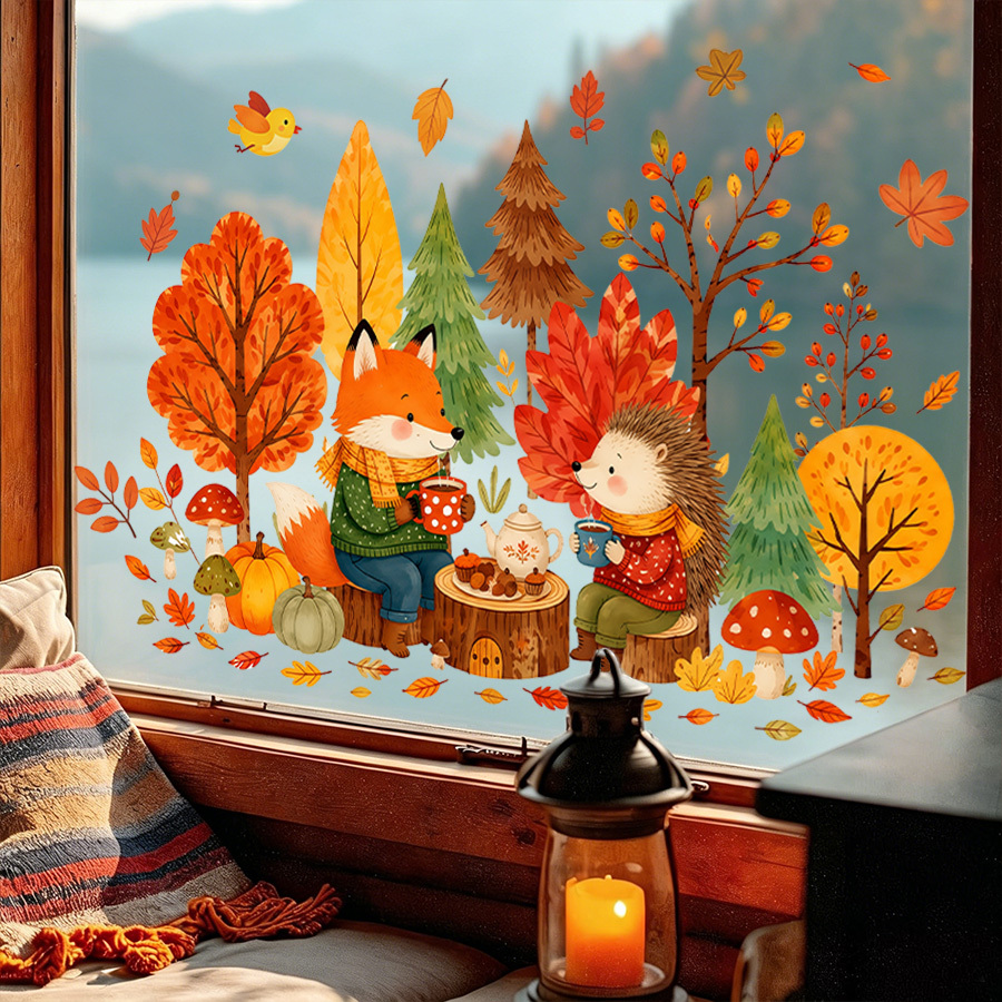 1pc autumn window decal, cute  - đánh giá và giá Nettle Leaf Tea