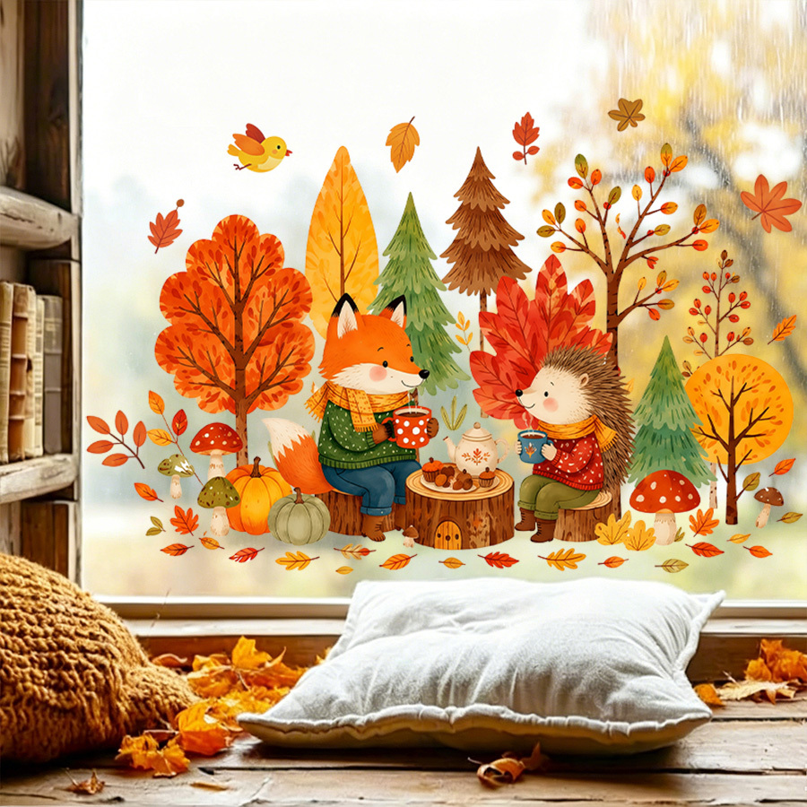 1pc autumn window decal, cute  - đánh giá và giá Nettle Leaf Tea