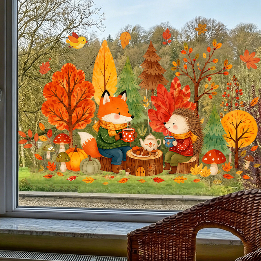 1pc autumn window decal, cute  - đánh giá và giá Nettle Leaf Tea