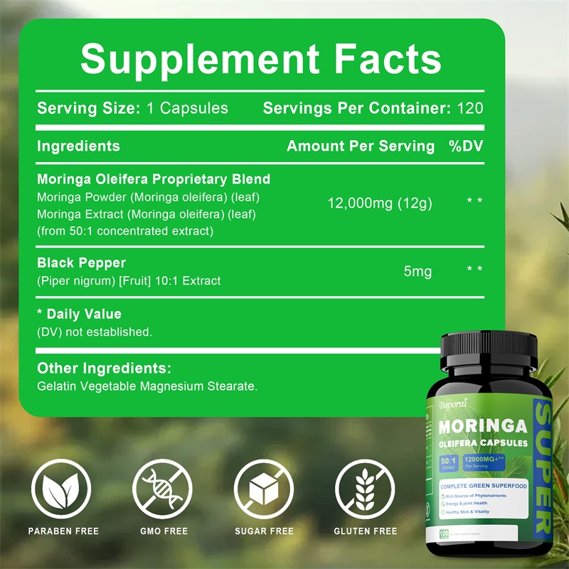 Pure Moringa Leaf Powder Capsu - đánh giá và giá Moringa Leaf Powder