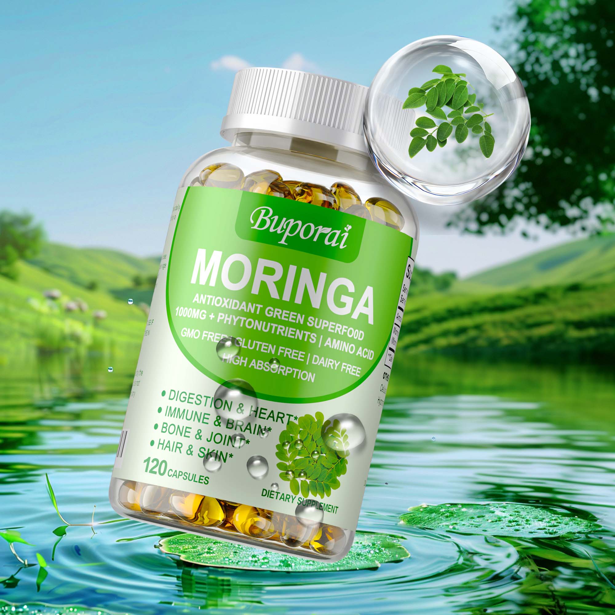 Moringa Capsules 1000mg - Supp - đánh giá và giá Moringa Leaf Powder
